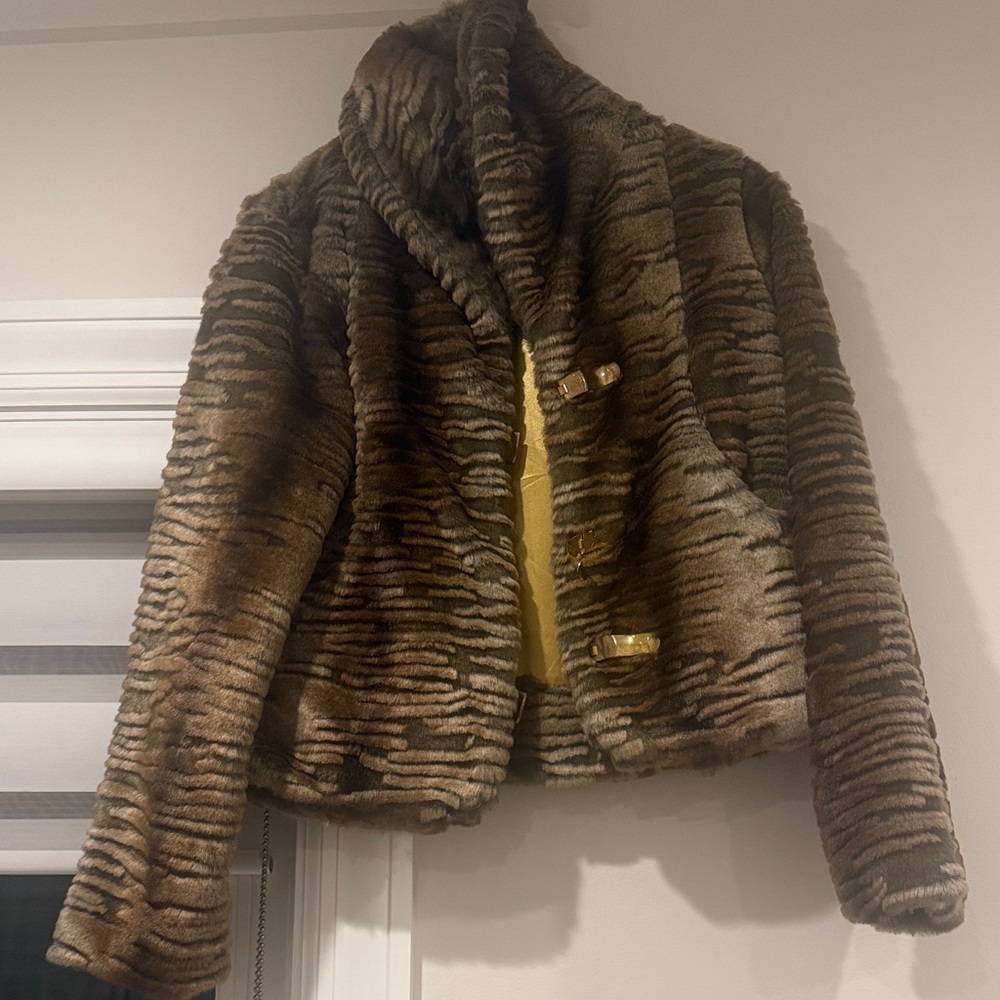 Baby Phat Striped Brown Teddy Jacket